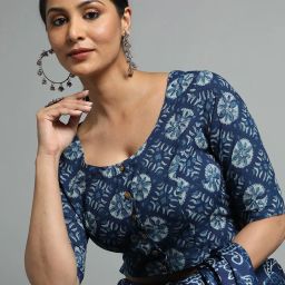indie picks Dabu Print Tailored Fit Front-Open Top image 1