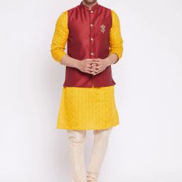 even Embroidered Nehru Jacket with Patch Pockets image 1