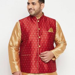 vastramay plus Tailored Fit Nehru Jacket with Insert Pockets image 1