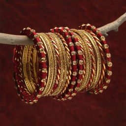shining diva Set of 26 Gold-Plated Bangles image 1