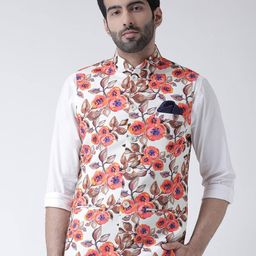 kisah Printed Nehru Jacket with Pocket Square image 1