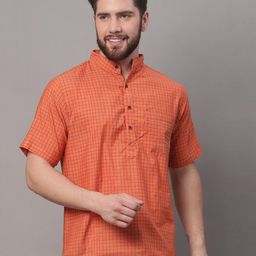 aarsha Checked Short Kurta with Patch Pocket image 1