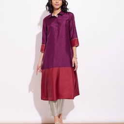 pink fort Colour-Block Kurta Suit Set image 1