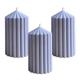 atorakushon Set of 3 Scented Ribbed Pillar Candles image 1