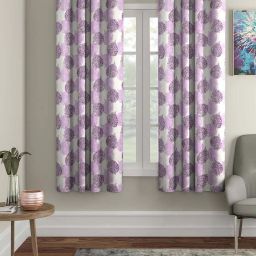cortina eyelet curtain Set of 2 Leaf Print Decorative Window Curtain image 1