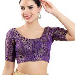 vamas Front-Open Blouse with Woven Motifs image 1