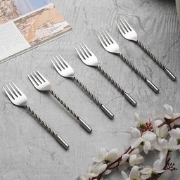 vareesha Set of 6 Forks with Matt Finish Twisted Handle image 1