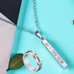 vendsy Pack of 2 Sliver-Plated Chain & Ring image 1