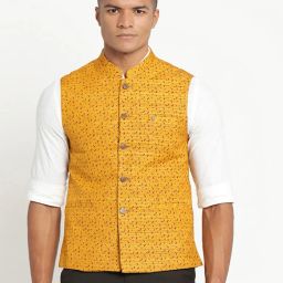 turtle Men Printed Slim Fit Nehru Jacket image 1