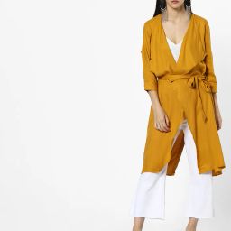style quotient Open-Front Longline Shrug with Tie-Up image 1