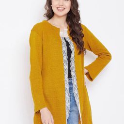 belle fille Open-Front Shrug with Lace Trim image 1