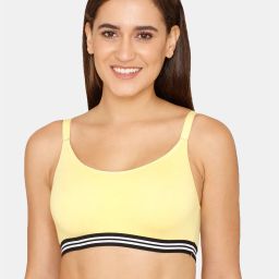 zivame Basics Double Layered Non-Wired Non-Padded Full Coverage Slip-On Bra - Minion yellow image 1