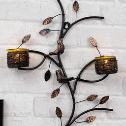 homesake Tree with Bird Nest Votive Stand Wall Candleholders image 1