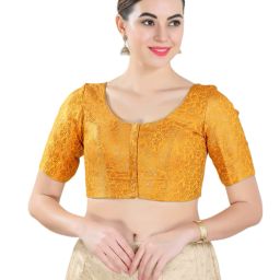 vamas Front-Open Blouse with Woven Motifs image 1