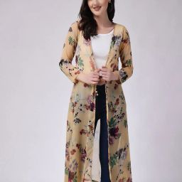 cation Floral Print Open-Front Shrug image 1