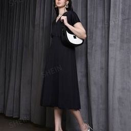 Shein Midi Length Extended Sleeves Fit and Flare Dress-image-46