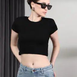 Shein Short Sleeves Textured Fitted Crop Top-image-48