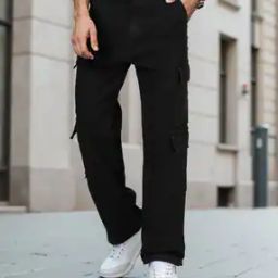 Shein Street Full Length Straight Cargo Jeans With Pockets-image-88