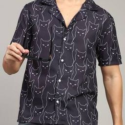Shein Cuban Collar Short Sleeve Graphic Print Shirt-image-43