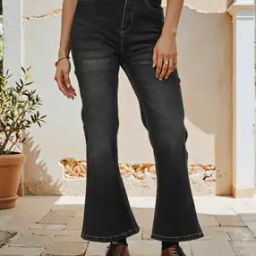 Shein Ankle Length High Rise Mid Wash Bootcut Jeans-image-24