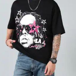 Shein Street Drop Shoulder Graphic Front Print Oversized Fit Crew Tshirt-image-68