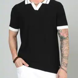 Shein Short Sleeve Contrast Trim Polo Tshirt-image-81