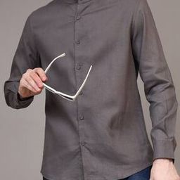 Shein Medium Length Band Collar Full Sleeve Shirt-image-44