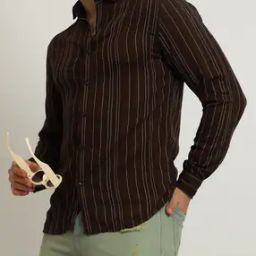 Shein Spread Collar Full Sleeves Striped Shirt-image-29