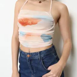 Shein Spaghetti Strap Criss-Cross Back Tie & Dye Fitted Top-image-39