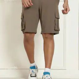 Shein Casual Elasticated Drawstring Khaki Cargo Shorts-picture-27