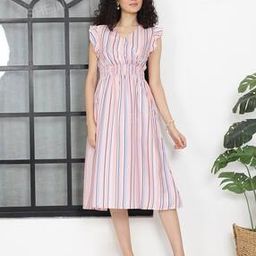 Shein Casual Midi Length Ruffle Sleeves A-Line Dress-image-79
