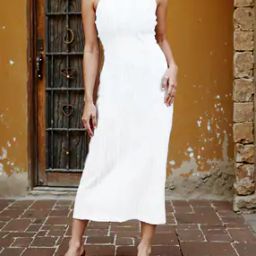 Shein Spaghetti Strap Pleated Midi Sheath Dress-image-44