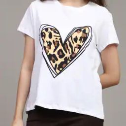 Shein Short Sleeves Graphic Chest Print Crew Tshirt-image-34
