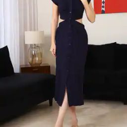 Shein Extended Cap Sleeve Waist Cut-Out Shirt Dress-picture-5