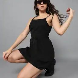 Shein Casual Shoulder Tie-up Square Neck Sleeveless Fit And Flare Dress-image-25