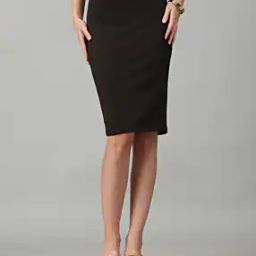 Shein Knee Length High Waist Pencil Skirt with Back Zip Closure-image-93