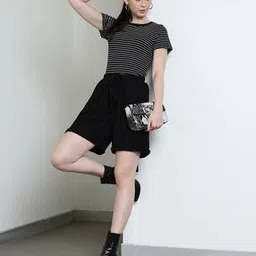 Shein Elasticated Drawstring Waist High Rise Shorts-image-96