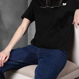 Shein Drop-Shoulder Sleeves Typographic Chest Print Loose Fit Tshirt-image-70