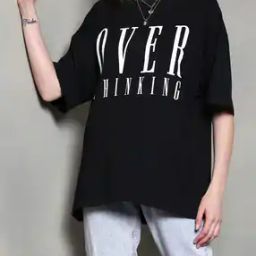 Shein Drop Shoulder Typographic Print Long Oversized Fit Tshirt-image-87