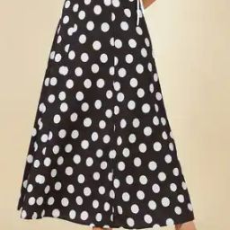 Shein Elegant Polka-Dot Print Maxi A-Line Skirt-image-43
