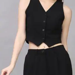 Shein Sleeveless Buttoned Crop Fitted Waistcoat Style Top-image-70