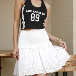 Shein Halter Tie-Up Neck Typographic Print Crop Top-image-81