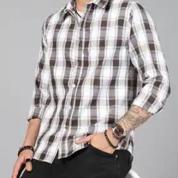 Shein Spread Collar Full Sleeves Checked Shirt-image-97