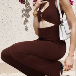 Shein Cut-Out Front Button Detail Textured Jumpsuit-image-100