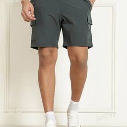 Shein Casual Elasticated Drawstring Flap Pocket Cargo Shorts-image-56