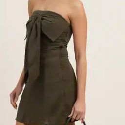 Shein Cute Strapless Front Bow Detail Mini Sheath Dress-image-68