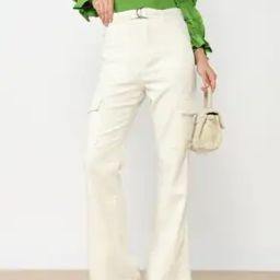Shein Casual Mid-Rise Flap Pockets Flared Full-Length Jeans-image-93