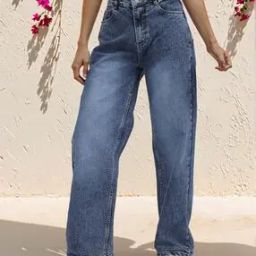 Shein Full Length Fixed Waist Mid Wash Jeans-image-14