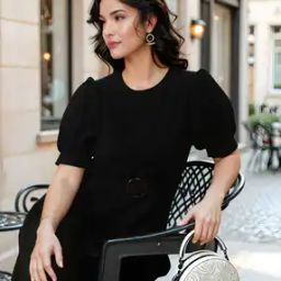 Shein Elegant Puff Knot Sleeves Flounce Hem Drop Waist Mini Dress-image-41