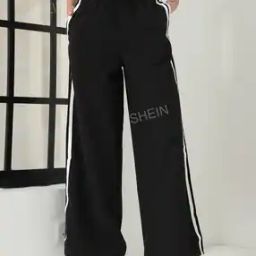 Shein Casual Waist Striped Wide Leg Track Pant with Side Pockets-picture-14
